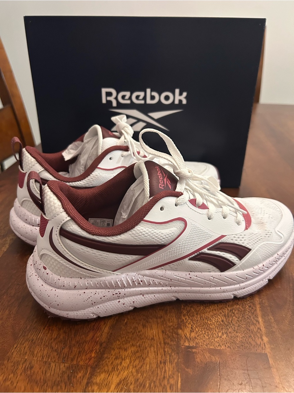Reebok Women's White and Burgundy Athletic Shoes